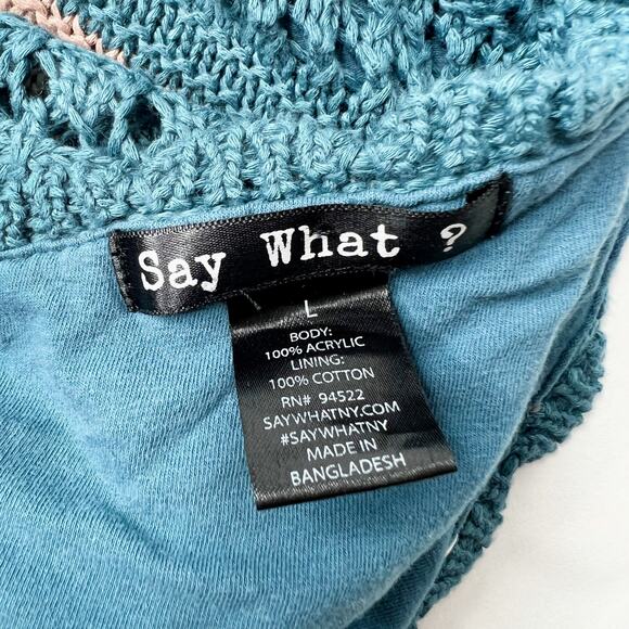 Say What? Blue and White Striped knit crochet halter top retro 90s Size Large - Picture 3 of 8